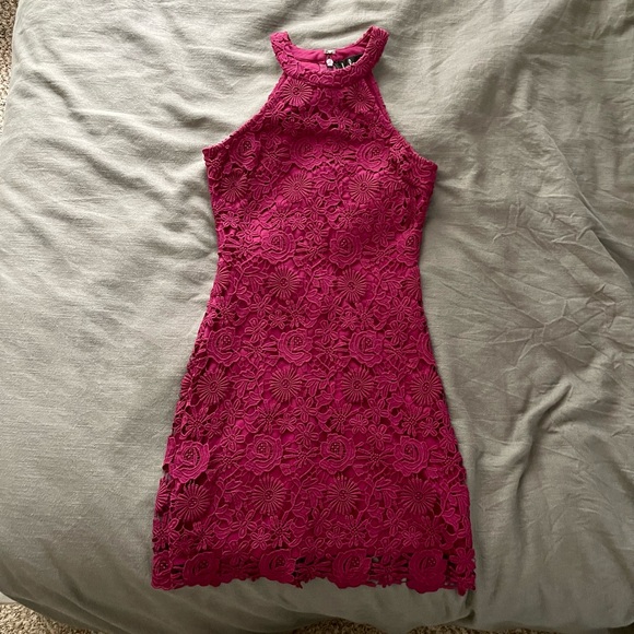 Lulus Love Poem Magenta Lace Dress - Picture 4 of 6